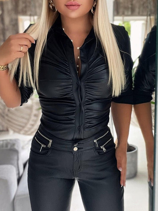 Stilla | Damebluser Enkeltknappet Slim Fit Pendlerbluse