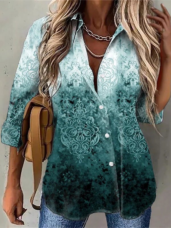 Stilla | Kvinders Bluser Tie Dye Print Knap Lange Ærmer Bluse