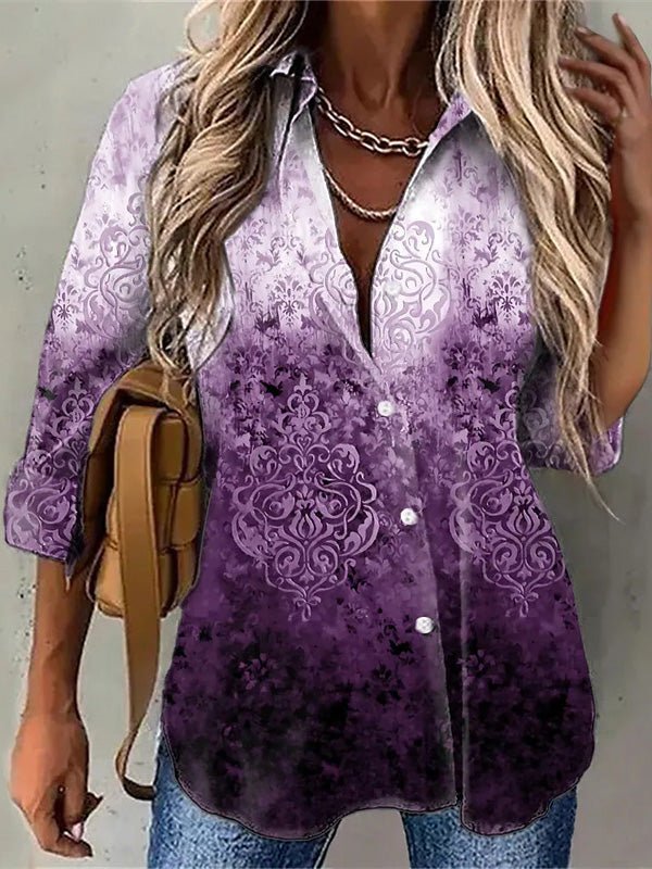 Stilla | Kvinders Bluser Tie Dye Print Knap Lange Ærmer Bluse
