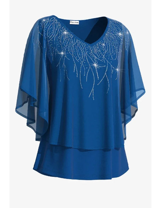 Stilla | Kvinders Chiffon Bluse 3x5l Fashion Designer T-Shirts (plus Størrelse)