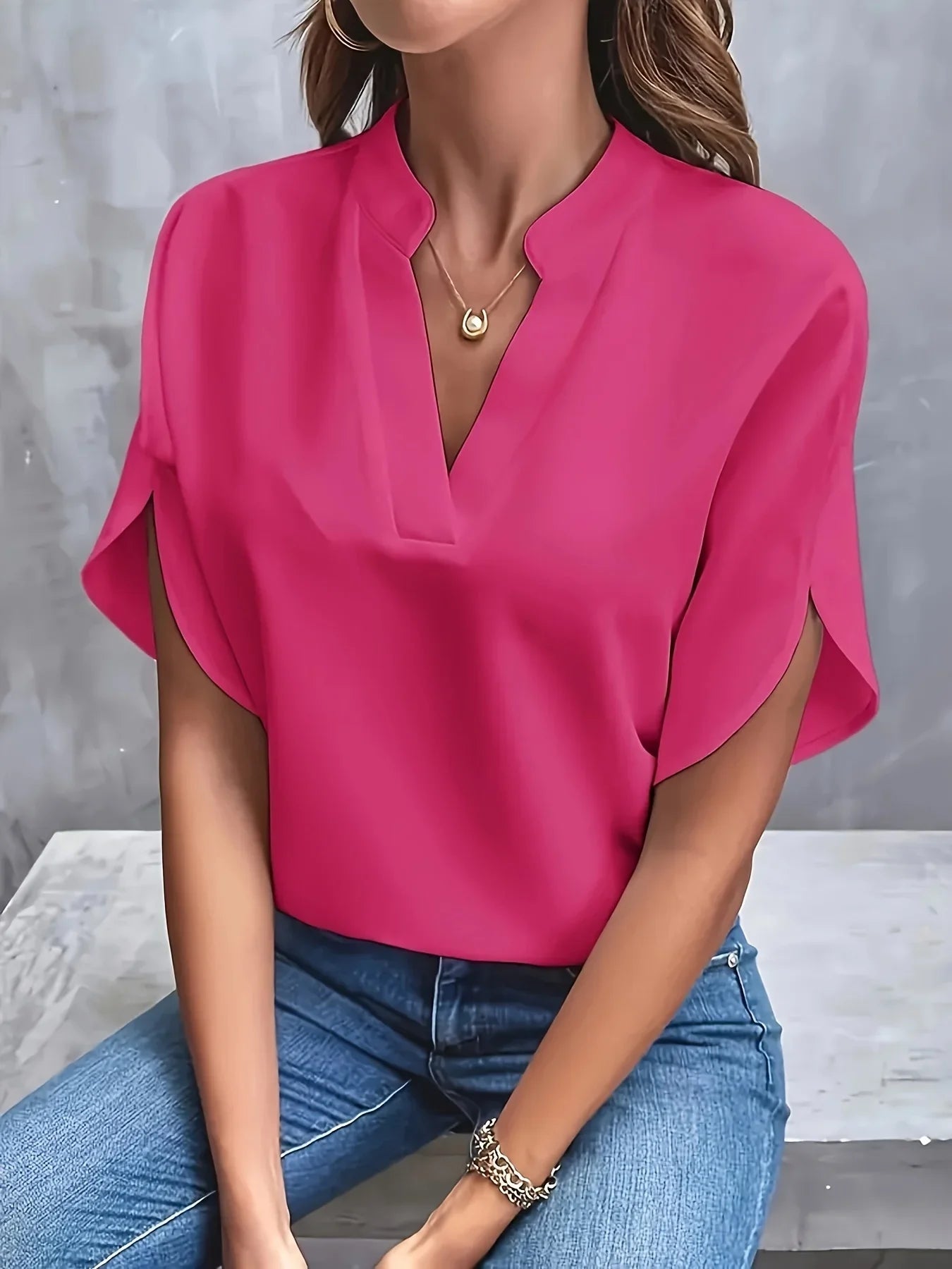 Stilla | Kvinders Chiffon Bluse Mode Designer 2 5xl T-Shirts (plus Størrelse)