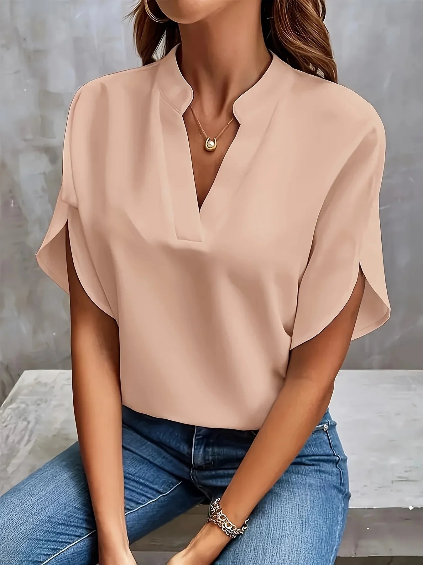 Stilla | Kvinders Chiffon Bluse Mode Designer 2 5xl T-Shirts (plus Størrelse)