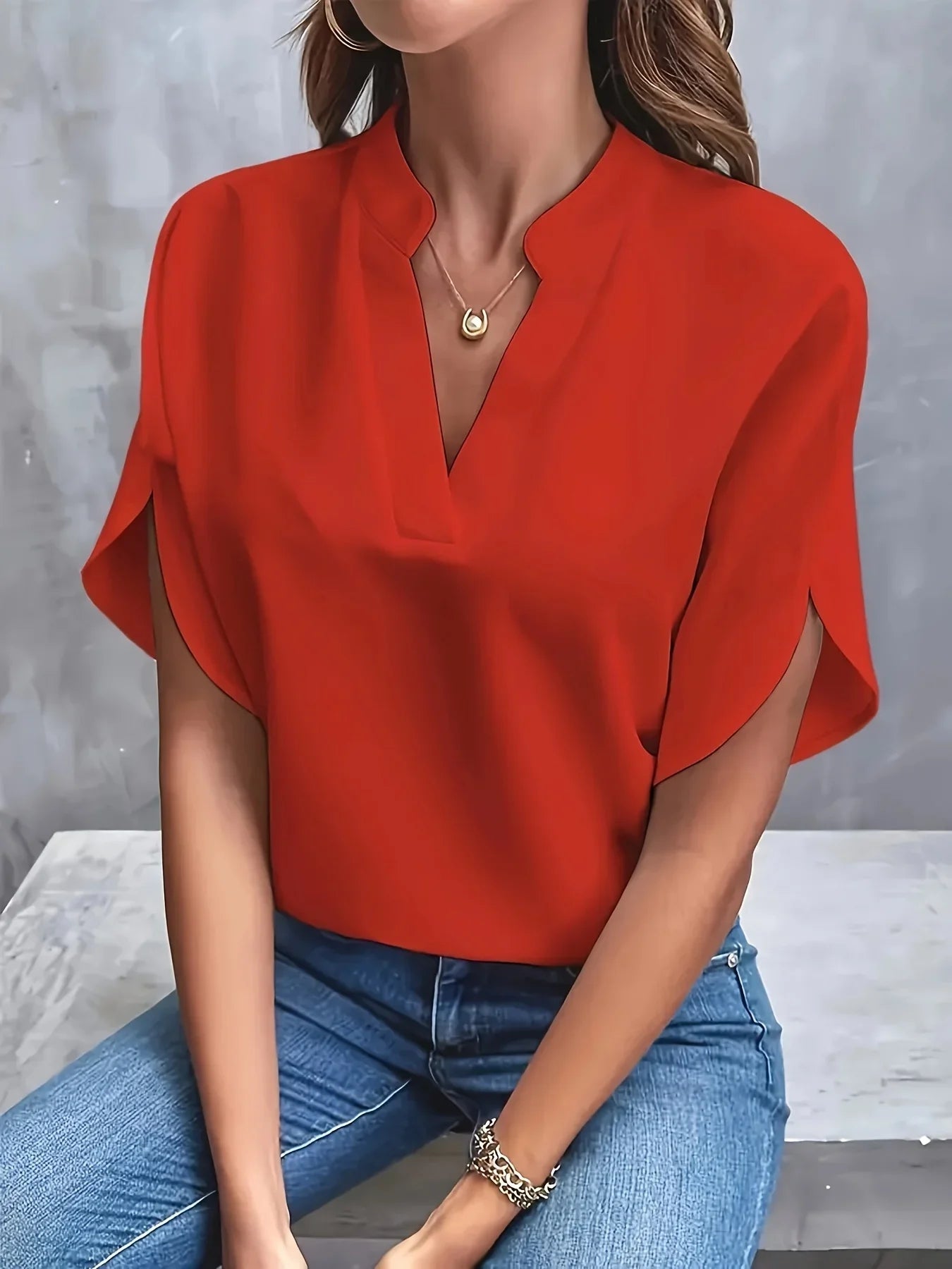Stilla | Kvinders Chiffon Bluse Mode Designer 2 5xl T-Shirts (plus Størrelse)