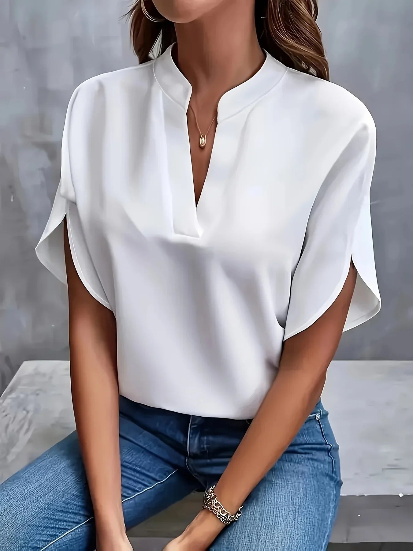 Stilla | Kvinders Chiffon Bluse Mode Designer 2 5xl T-Shirts (plus Størrelse)