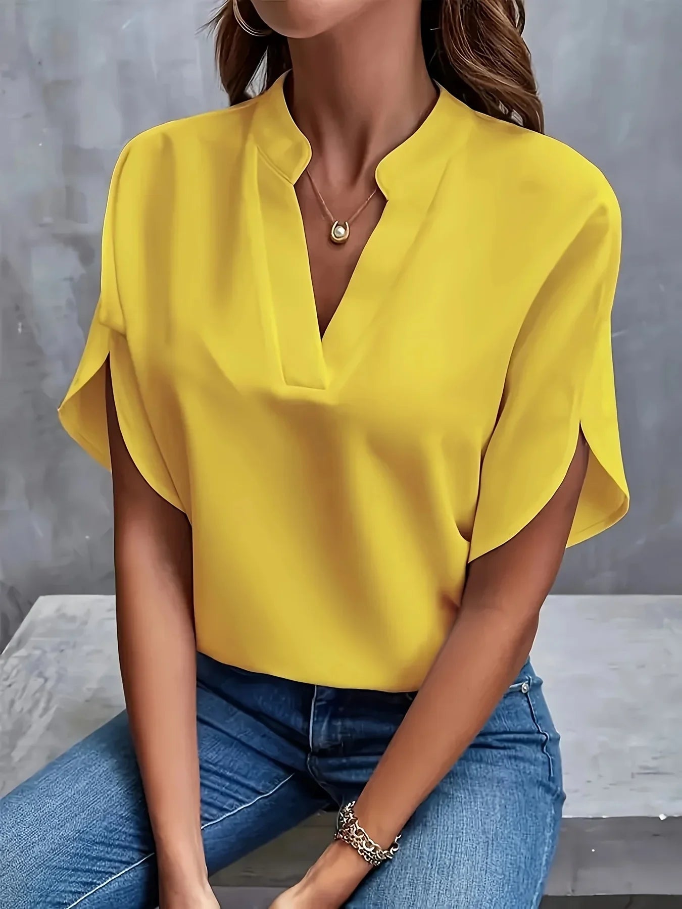 Stilla | Kvinders Chiffon Bluse Mode Designer 2 5xl T-Shirts (plus Størrelse)