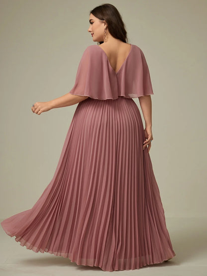 Stilla | Kvindernes Chiffon Plisseret Mode Designer 2 5xl Lange Kjoler (plus Størrelse)