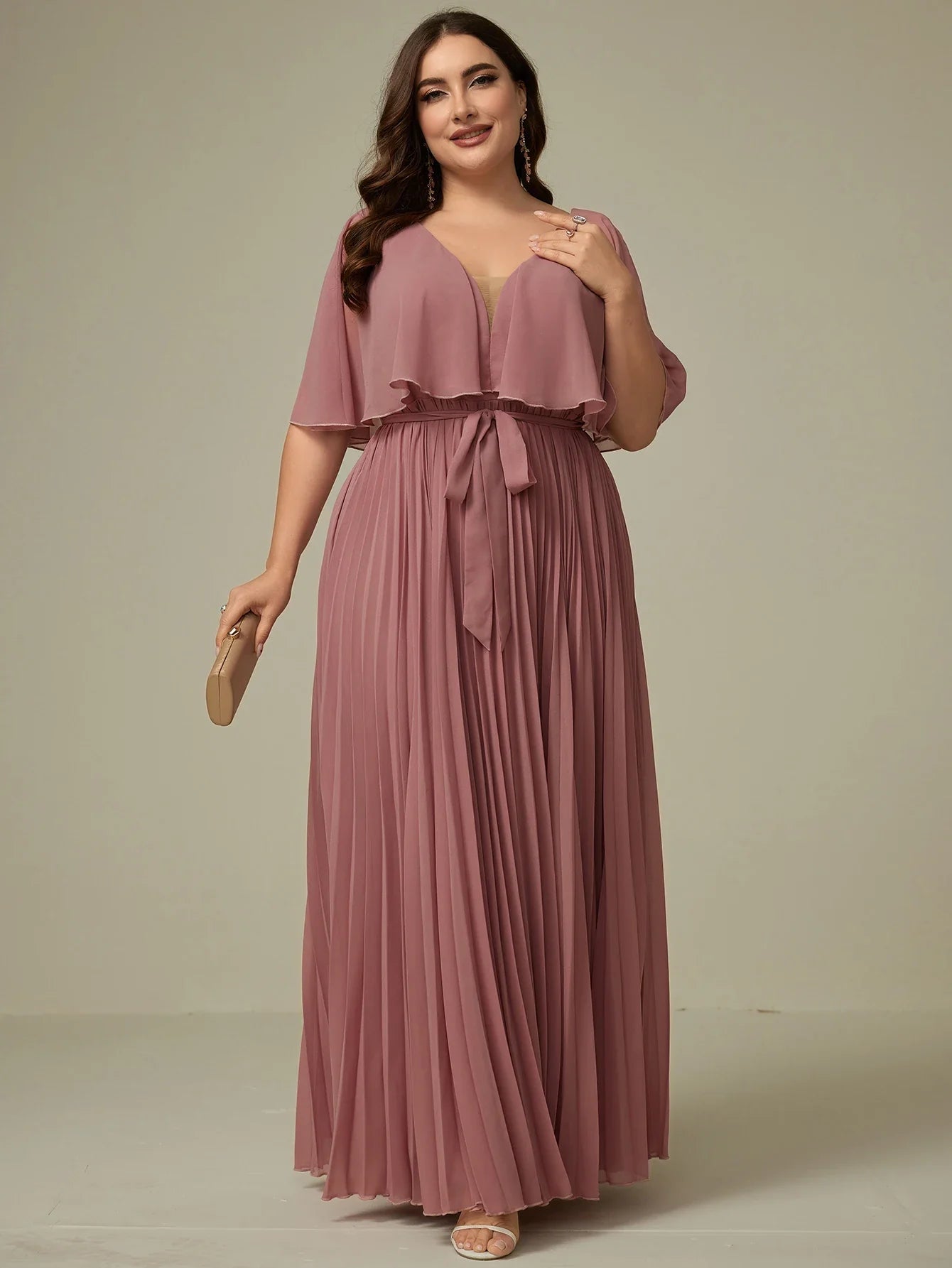 Stilla | Kvindernes Chiffon Plisseret Mode Designer 2 5xl Lange Kjoler (plus Størrelse)