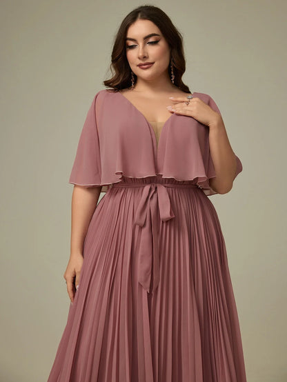 Stilla | Kvindernes Chiffon Plisseret Mode Designer 2 5xl Lange Kjoler (plus Størrelse)