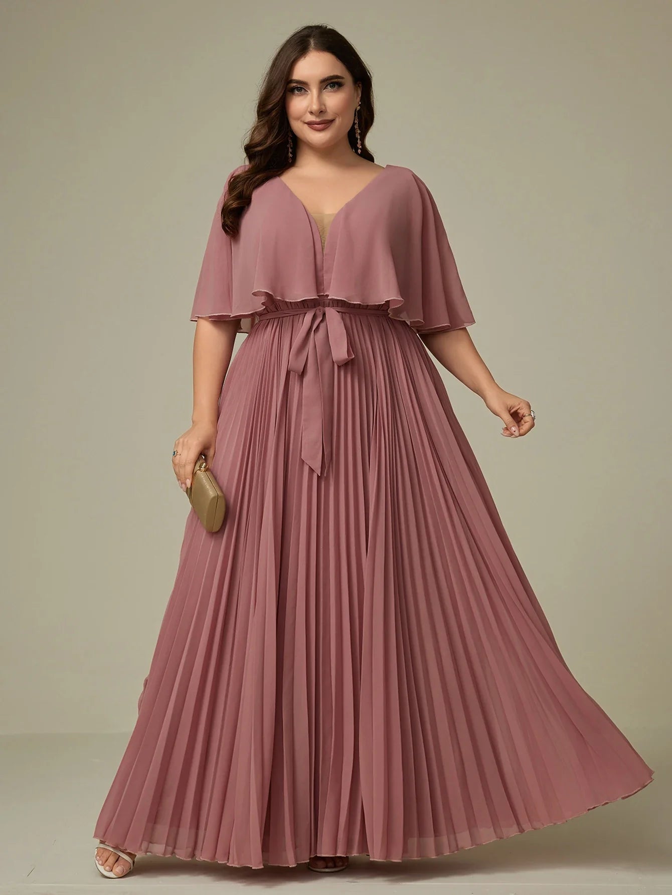 Stilla | Kvindernes Chiffon Plisseret Mode Designer 2 5xl Lange Kjoler (plus Størrelse)