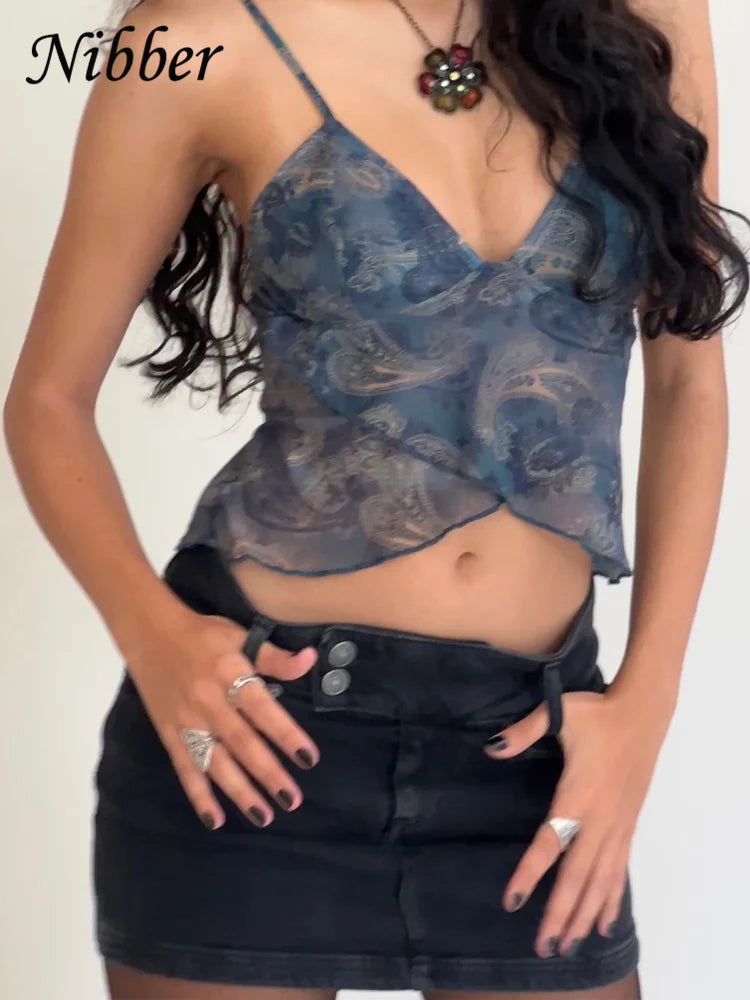 Stilla | Kvinders Chiffon Toppe Mode Designer Spaghetti V-Hals Singlet