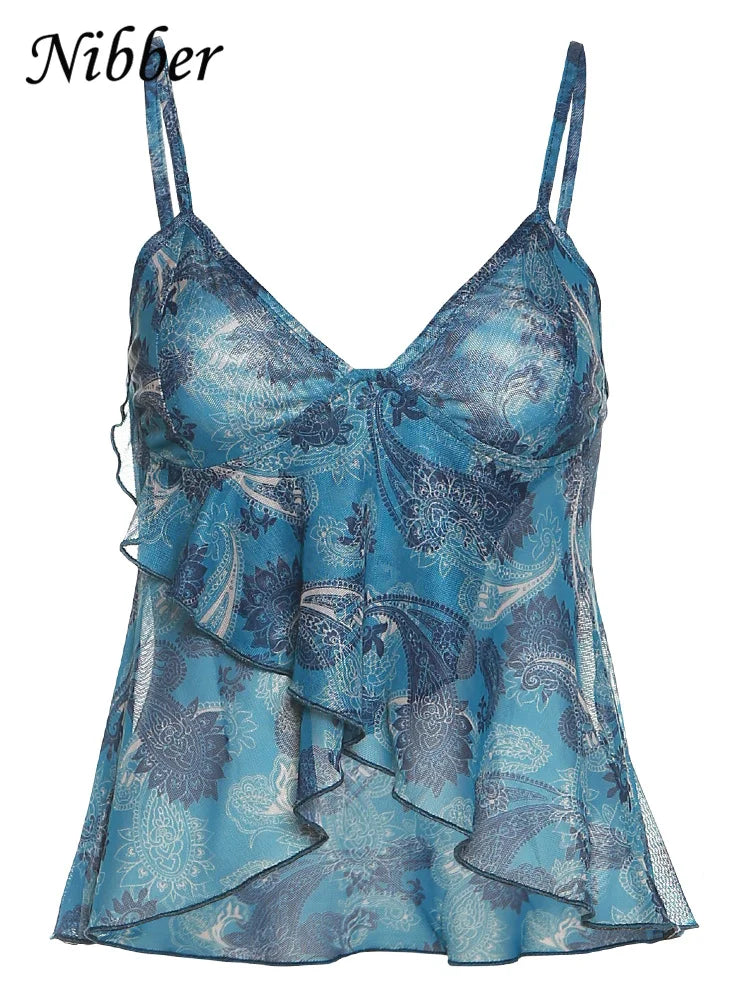 Stilla | Kvinders Chiffon Toppe Mode Designer Spaghetti V-Hals Singlet