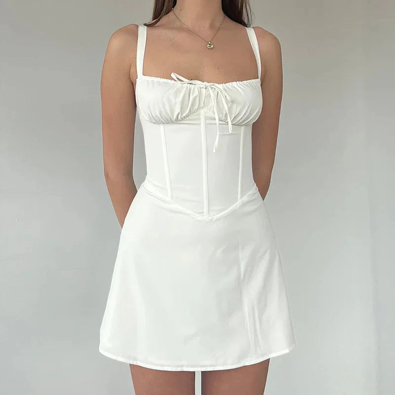 Stilla | Kvindernes Korsæt Mode Designer Spaghetti Mini Kjoler (kort)