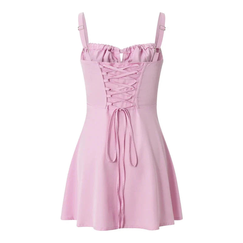 Stilla | Kvindernes Korsæt Mode Designer Spaghetti Mini Kjoler (kort)