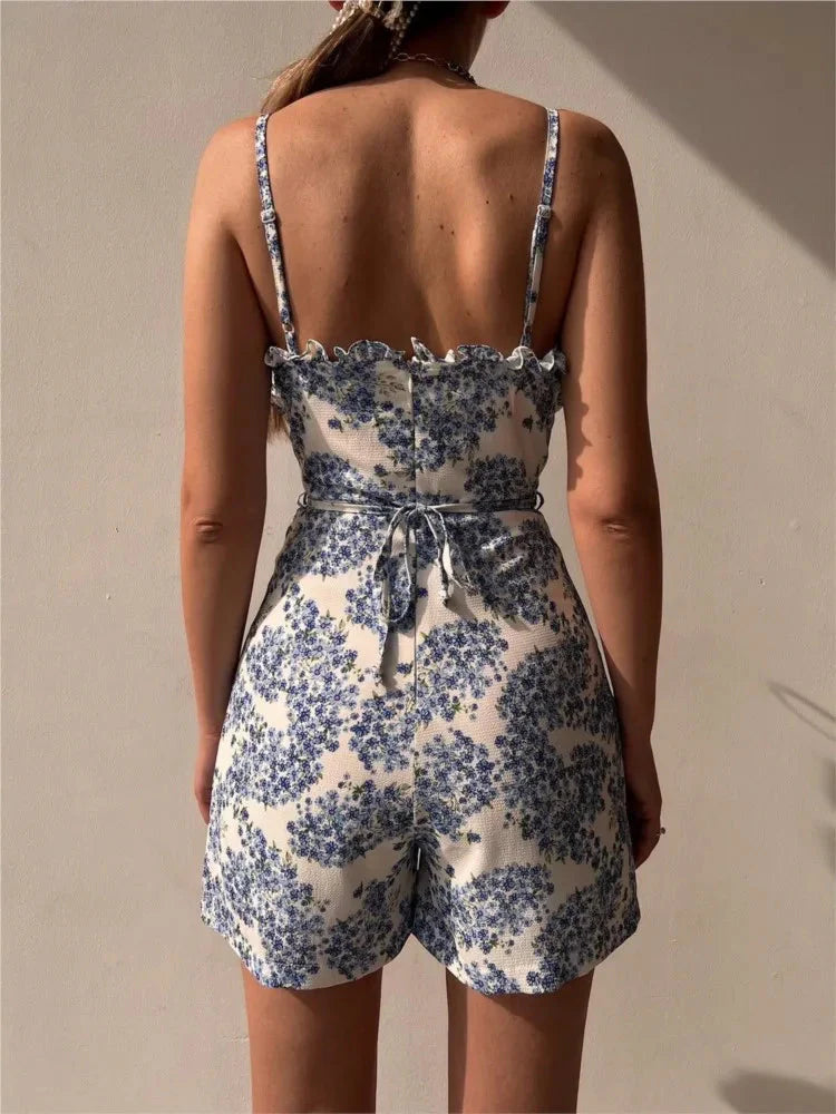 Stilla | Kvindernes Korsæt Blomster Rompers Mode Designer Volan Jumpsuits