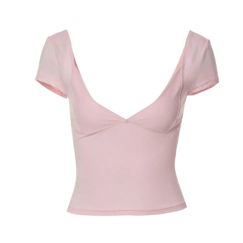 Stilla | Kvinders Crop Tops Mode V-Hals Designer T-Shirts