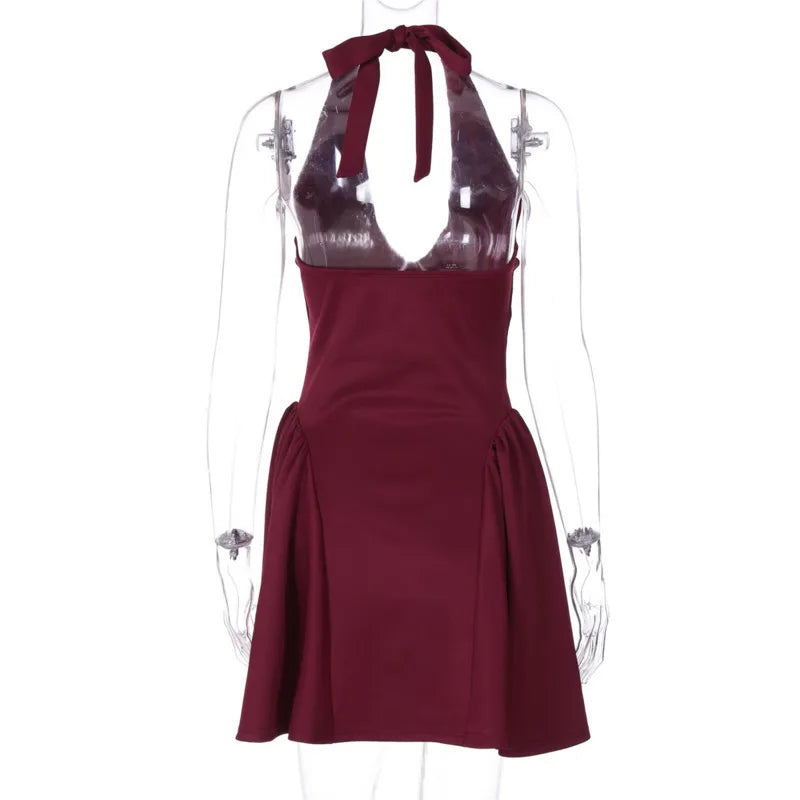 Stilla | Kvindernes Dybt Udsnit Mode Designer Halterneck Mini Kjoler (korte)