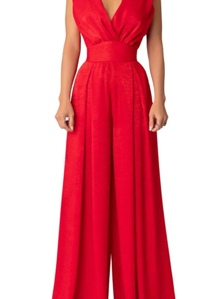 Stilla | Kvinders Dyb V-Uden Ærmer Rompere Mode Designer Playsuits Jumpsuits