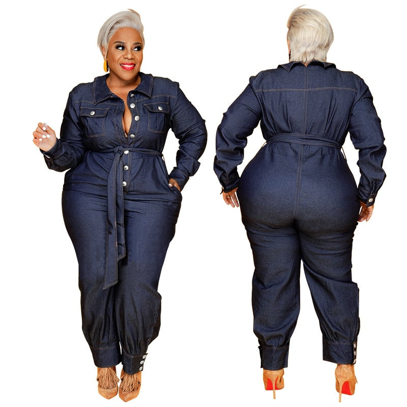 Stilla | Kvinders Denim Jumpsuit 2 5xl Mode Designer Overall Rompers (plus Størrelse)