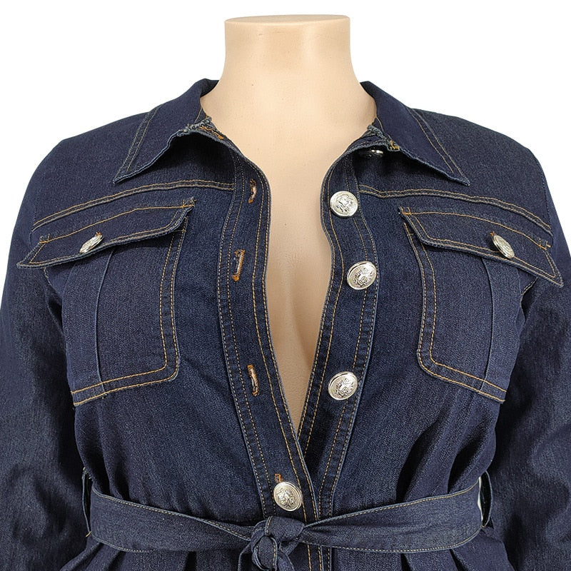 Stilla | Kvinders Denim Jumpsuit 2 5xl Mode Designer Overall Rompers (plus Størrelse)
