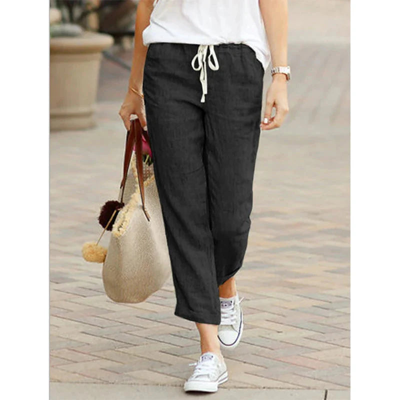 Stilla | Kvinders Draw String Loose Fashion Designer Cotton Pants
