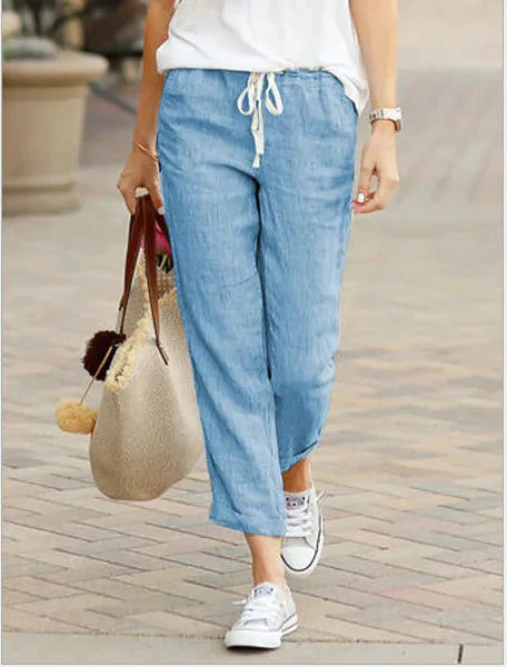 Stilla | Kvinders Draw String Loose Fashion Designer Cotton Pants
