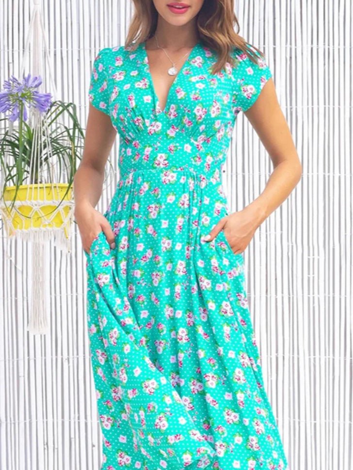 Stilla | Kvinder Kjoler Bohemian Print V-hals Lomme Kjole