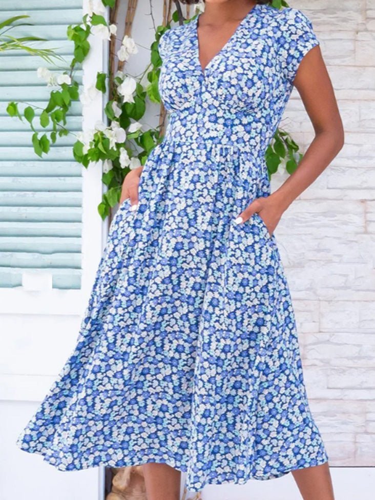 Stilla | Kvinder Kjoler Bohemian Print V-hals Lomme Kjole