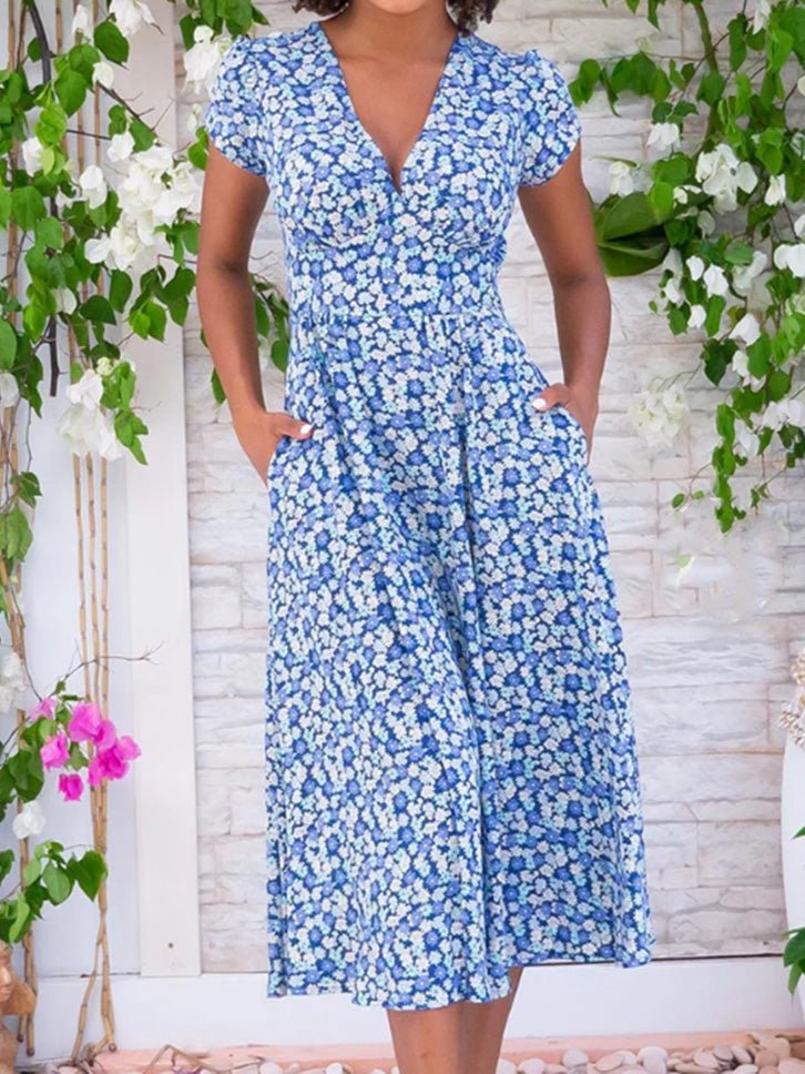 Stilla | Kvinder Kjoler Bohemian Print V-hals Lomme Kjole