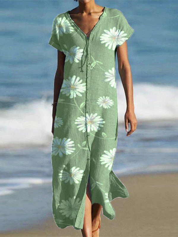 Stilla | Kvinders Kjoler Daisy V-hals Kort Ærme Slids Kjole