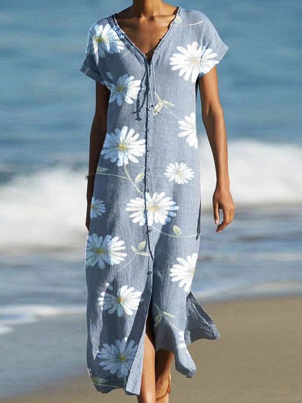 Stilla | Kvinders Kjoler Daisy V-hals Kort Ærme Slids Kjole