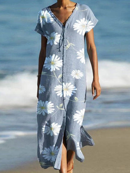 Stilla | Kvinders Kjoler Daisy V-hals Kort Ærme Slids Kjole