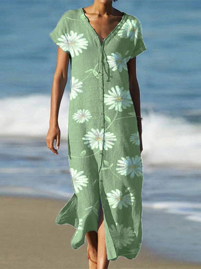 Stilla | Kvinders Kjoler Daisy V-hals Kort Ærme Slids Kjole