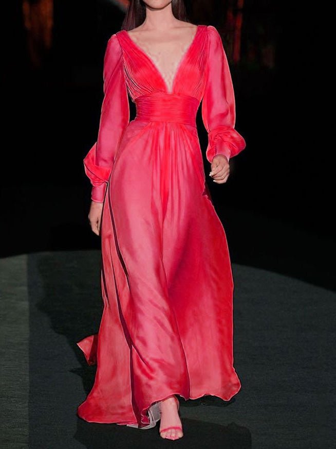 Stilla | Kvinders Kjoler Mode Dyb V-udsnit Langærmet Kjole