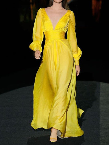 Stilla | Kvinders Kjoler Mode Dyb V-udsnit Langærmet Kjole