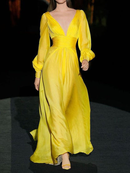 Stilla | Kvinders Kjoler Mode Dyb V-udsnit Langærmet Kjole