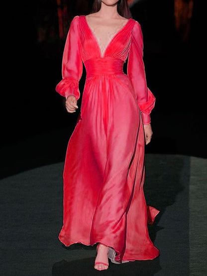 Stilla | Kvinders Kjoler Mode Dyb V-udsnit Langærmet Kjole