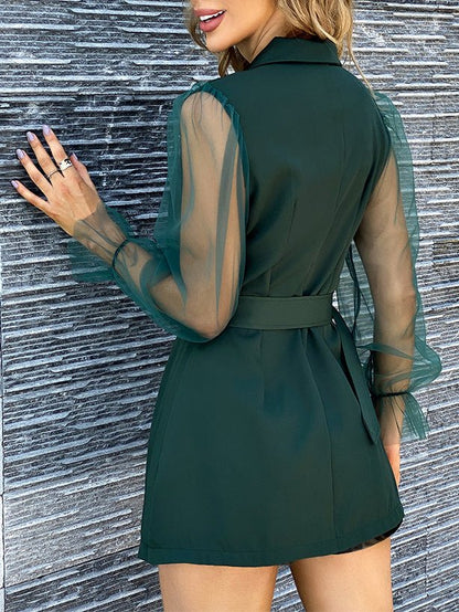 Stilla | Kvinder Kjoler Krave Dobbeltbrystet Net Langærmet Kjole