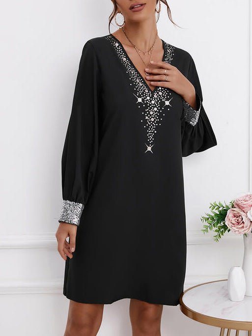 Stilla | Kvinders Kjoler Løs V-hals Hed Diamond Off Shoulder Kjole