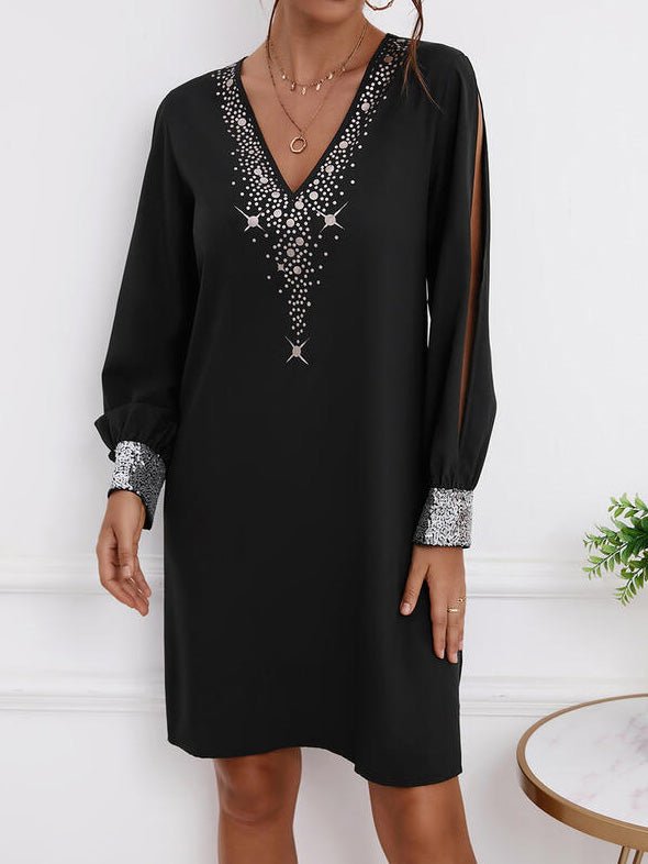 Stilla | Kvinders Kjoler Løs V-hals Hed Diamond Off Shoulder Kjole