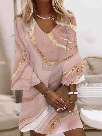 Stilla | Kvinders Kjoler Multifarvet Print V-hals 3/4 Ærme Kjole