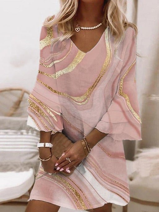 Stilla | Kvinders Kjoler Multifarvet Print V-hals 3/4 Ærme Kjole