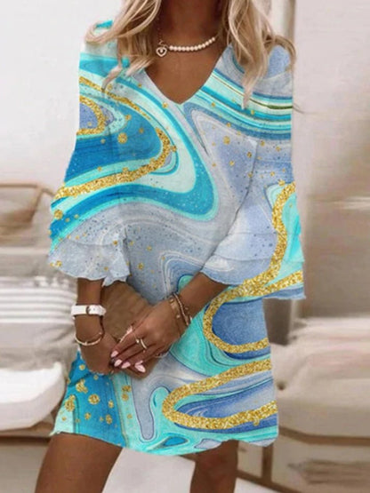 Stilla | Kvinders Kjoler Multifarvet Print V-hals 3/4 Ærme Kjole