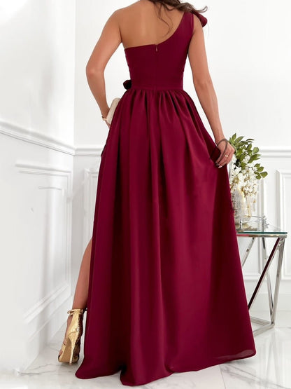 Stilla | Kvindernes Kjoler Én Skulder Rynke Ærmeløs Split Kjole