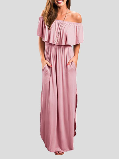 Stilla | Kvinders Kjoler One Shoulder Ruffled Lomme Slids Kjole