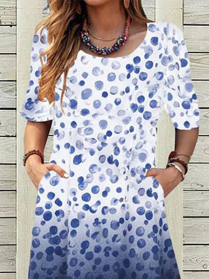 Stilla | Kvinders Kjoler Blomstermønstret Kortærmet Rund Hals Løs Kjole