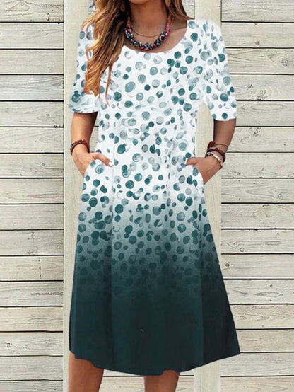 Stilla | Kvinders Kjoler Blomstermønstret Kortærmet Rund Hals Løs Kjole