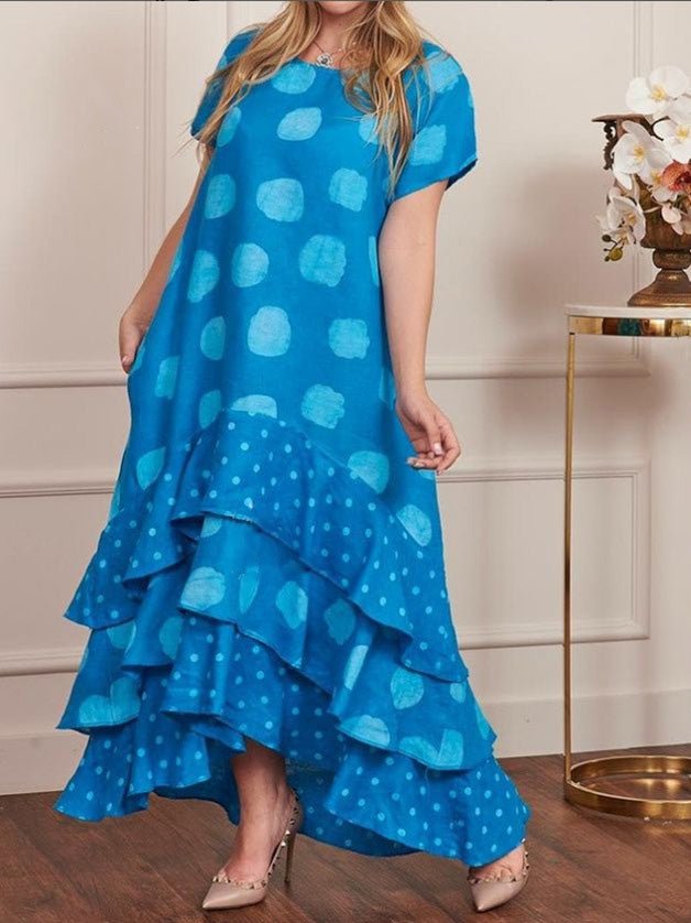 Stilla | Kvinders Kjoler Polka Dot Crew Neck Kort Ærme Flæse Kjole