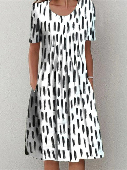 Stilla | Kvinders Kjoler Trykt Rund Hals Korte Ærmer Afslappet Kjole