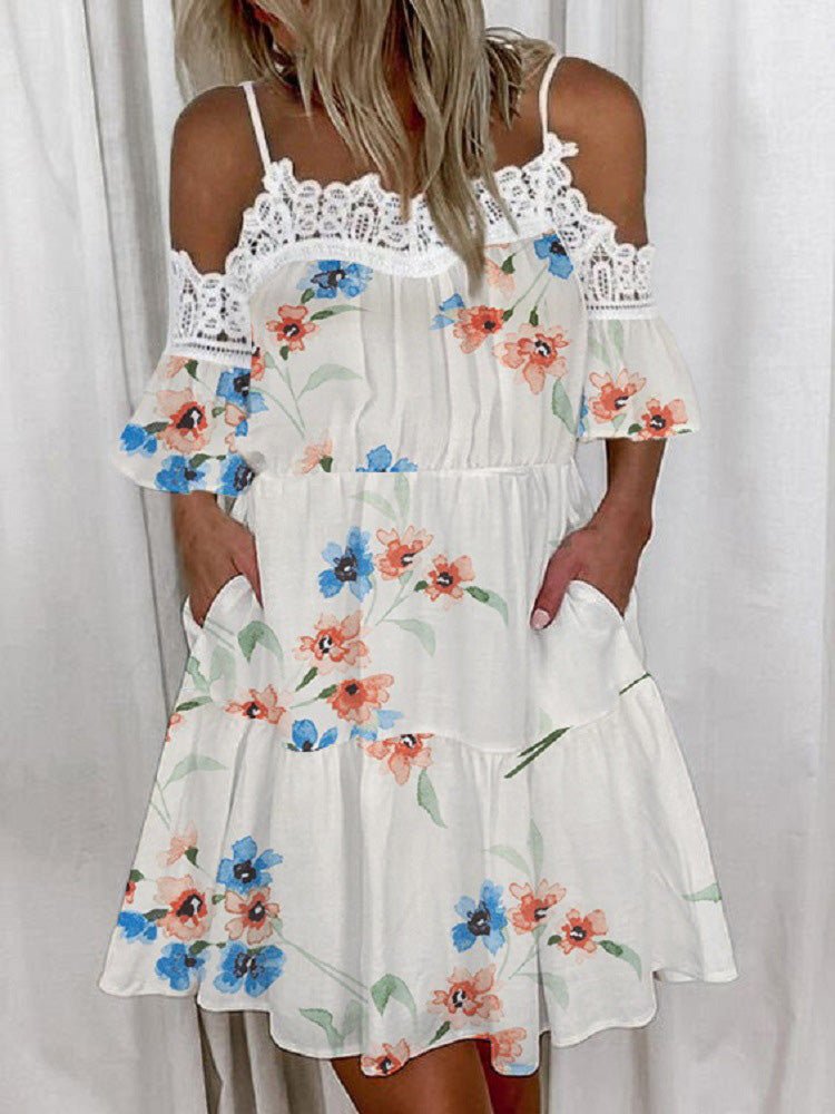 Stilla | Kvindernes Kjoler Trykt Flæse Lomme Sling Blondekjole