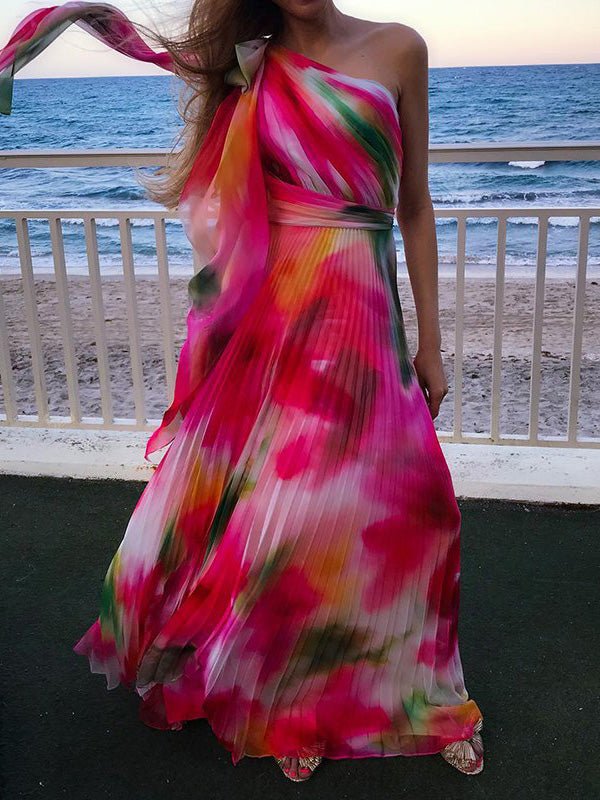 Stilla | Kvindernes Kjoler Trykte Skrå Skulder Plisseret Kjole